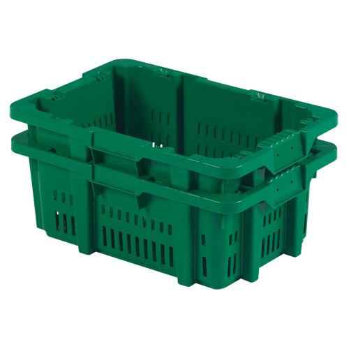 Food Handling Plastic Stack-N-Nest Container - Green, 8.8", 16", 23.9", 22.1" L x 15.9" W, 19.9" L x 13.7" W, 19.2" L x 12.6" W, Plastic - Image 3