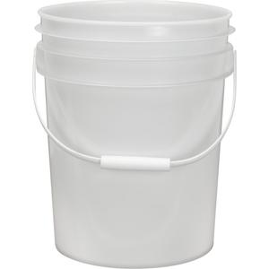 Pail - Plastic, 5.28 gal., White/Natural, 15-1/8" H x 12-1/8" Dia, 90 mils.