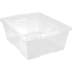 Plastic Latch Container - Clear, 15.875", 21", 7.75", 50 lbs., 7 gallons