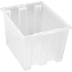 Heavy-Duty Stack & Nest Tote - Clear, 13", 15.5", 19.5", 15-7/8" x 13-3/8" x 12-7/8", 6