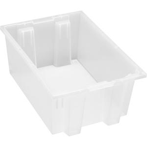 Heavy-Duty Stack & Nest Tote - Clear, 8", 13.5", 19.5", 16-3/8" x 11-1/2" x 7-7/8", 6