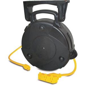 Industrial Cord Reels - 40', 50', 12/3, 15 A, SJTW, 12/3 SJTW, Triple Outlet, 15 A, Breaker Protected