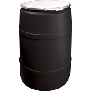 Polyethylene Drums - 55 US gal (45 imp. gal.), Unlined, Black, Open Top, 1H2/Y250/S, Lid Included, Fittings Not Included
