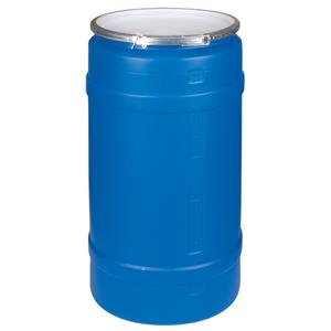 Polyethylene Drums - 30 US gal. (25 imp. Gal.), Unlined, Blue, Open Top, 1H2/Y150/S, Lid Included, Fittings Not Included, 17-3/4", 32"