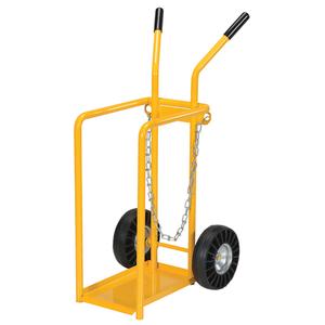 Gas Cylinder Cart - Steel, 17-3/4", 40", 23-7/8", 150 lbs., Mold-on Rubber, 9-13/16" W x 16" L