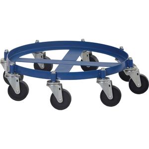 Octagon Drum Dolly - Steel, Round Frame, 2000 lbs., 27-1/16", 7.875", Cast Iron, 55 US Gal., Blue, 4"