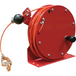 G 3000 Static Discharge Grounding Reel - 100', Heavy-Duty, High visibility orange nylon-covered cable, 100 AMP