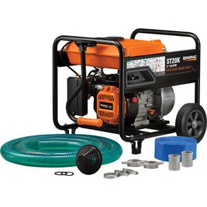 Semi-Trash Water Pump Kit - 158 GPM, 208 cc, 4 Cycle OHV, 2", 2", 108', 5 Hours, 1 Year