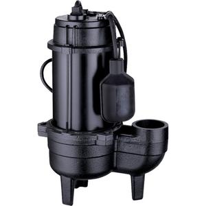 Cast Iron Sewage Pump - 1/2 HP, 3/4 HP, 6000 GPH, 120 V, 9.5 A, 2", 2 years, 20', 2" NPT, 2"