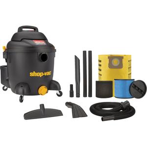 Shop Vacuum - Wet-Dry, Polycarbonate, 10 US Gal. (37.9 Litres), 4.5 HP, 1-Stage, 175 CFM, 60", 320 W, 120 V 60 Hz 9.7 Amps, 20'