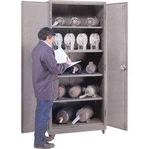 Heavy Gauge Storage Cabinets - 78", 36", 21", 4, Grey, Steel, 1450 lbs., Welded (Assembled)