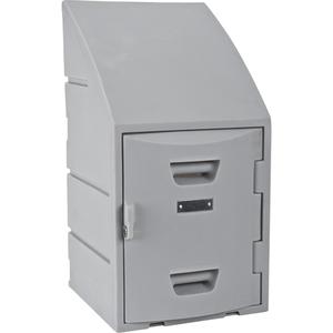 Locker - 1, 1, 15", 31", 16", 13", 15", Grey, Plastic, Slope, Unfinished, Assembled, Non-Perforated, 12" H locker (Sloped top), Grey, No, No