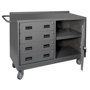 Mobile Workbench Cabinet - Steel, Drawers & Cabinet, 48" W x 18" D x 38-3/8" H, 218 lbs.