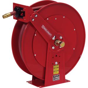 Hose Reels - Air/Water, Single Hose, 3/4", 50', 3/4" NPTM, 250 PSI, 25.375", 24", 10.5", 3/4" NPTF, Spring, 88