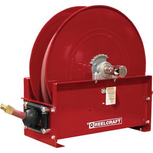 Hose Reels - Air/Water, Single Hose, 3/4", 50', 3/4" NPTM, 250 PSI, 26.375", 26.25", 16.75", 3/4" NPTF, Spring, 140