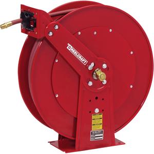 Hose Reels - Air/Water, Single Hose, 3/8", 100', 3/8" NPTM, 300 psi, 25.375", 24", 10.5", 1/2" NPTF, Spring, 82