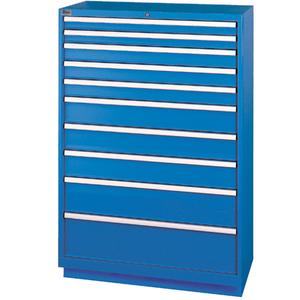 Drawer Cabinets - 59-1/2", 40-1/4", 22-1/2", 10, Bright blue, Steel, 6 divisions, 9" H, 159, Other colours available upon request, 12 divisions, 7" H;