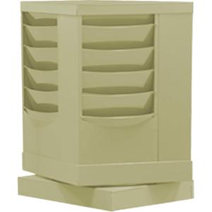 Literature Rack - Rotating, 20, Steel, Tan, 23-1/8", 14-1/8", 14-1/8", 150 Sheets, Glossy Powder Coating