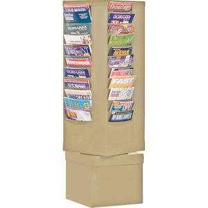 Literature Rack - Rotating, 44, Steel, Tan, 48-1/2", 14-1/8", 14-1/8", 150 Sheets, Glossy Powder Coating