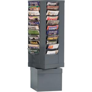 Literature Rack - Rotating, 44, Steel, Grey, 48-1/2", 14-1/8", 14-1/8", 150 Sheets, Glossy Powder Coating
