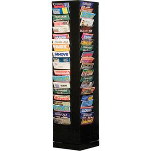 Literature Rack - Rotating, 80, Steel, Black, 60-7/8", 14-1/8", 14-1/8", 150 Sheets, Glossy Powder Coating
