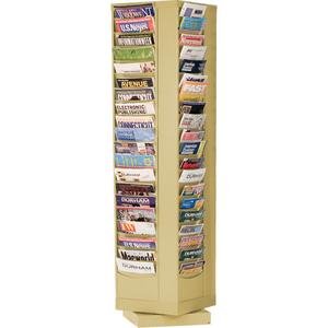 Literature Rack - Rotating, 80, Steel, Tan, 60-7/8", 14-1/8", 14-1/8", 150 Sheets, Glossy Powder Coating