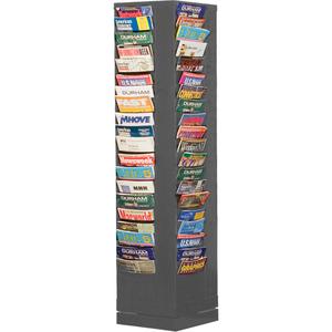 Literature Rack - Rotating, 80, Steel, Grey, 60-7/8", 14-1/8", 14-1/8", 150 Sheets, Glossy Powder Coating