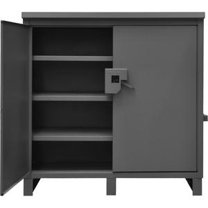 Lockable Jobsite Cabinet - Grey, 64-1/8", 28-1/16", 62-7/8", Fixed, 3, 59-7/8" x 21-1/8", 1450 lbs.