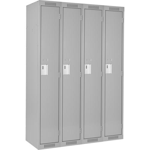 Clean Line™ Lockers - 1, 4, 60", 18", 72", 65-1/2", 13", Grey, Steel, Basic, Rivet (Assembled), Non-Perforated, 24 gauge, 18", 20 gauge, 16 gauge