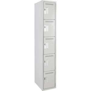 Assembled Clean Line™ Personal Effects Lockers - 5, 1, 2, 3, 4, 15", 72", 12", Grey, Steel, Basic, Rivet (Assembled), 24, 20, 16