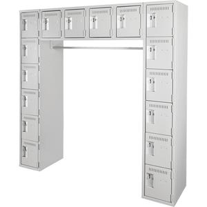Assembled Archettes Clean Line™ Economy Lockers - 16, 3, 18", 72", 12", Grey, Steel, Basic, Rivet (Assembled), 24 gauge, 20 gauge, 16 gauge, 72"