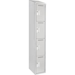 Clean Line™ Lockers - 4, 1, 2, 3, 4, 12", 18", 78", 15-1/2", 10", Grey, Steel, Slope, Rivet (Assembled), Non-Perforated, 24 gauge, 18", 20 gauge, 16 gauge