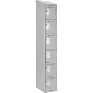 Clean-Line Lockerette - 6, 1, 2, 3, 4, 12", 72", 12", Grey, Steel, Slope, Basic, Rivet (Assembled)/Welded (Assembled)