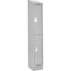 Clean Line™ Lockers - 2, 1, 2, 3, 4, 12", 18", 82", 32", 10", Grey, Steel, Slope, Recessed, Rivet (Assembled), Non-Perforated, 24 gauge, 18", 20 gauge, 16 gauge