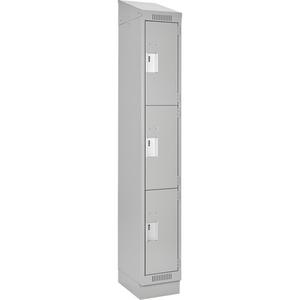 Clean Line™ Lockers - 3, 1, 2, 3, 4, 12", 18", 82", 21", 10", Grey, Steel, Slope, Recessed, Rivet (Assembled), Non-Perforated, 24 gauge, 18", 20 gauge, 16 gauge