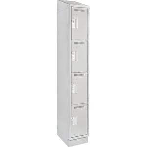 Clean Line™ Lockers - 4, 1, 2, 3, 4, 12", 18", 82", 15-1/2", 10", Grey, Steel, Slope, Recessed, Rivet (Assembled), Non-Perforated, 24 gauge, 18", 20 gauge, 16 gauge