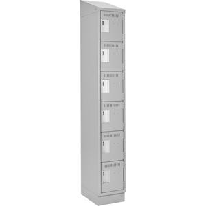 Clean-Line Lockerette - 6, 1, 2, 3, 4, 12", 72", 12", Grey, Steel, Slope, Recessed, Rivet (Assembled)/Welded (Assembled)