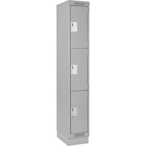 Clean Line™ Lockers - 3, 1, 2, 3, 4, 12", 18", 76", 21", 10", Grey, Steel, Basic, Recessed, Rivet (Assembled), Non-Perforated, 24 gauge, 18", 20 gauge, 16 gauge