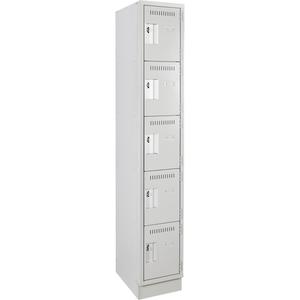 Assembled Clean Line™ Personal Effects Lockers - 5, 1, 2, 3, 4, 12", 76", 12", Grey, Steel, Recessed, Rivet (Assembled), 24, 20, 16