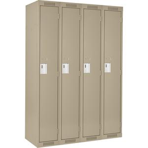 Clean Line™ Lockers - 1, 4, 60", 18", 72", 65-1/2", 13", Beige, Steel, Basic, Rivet (Assembled), Non-Perforated, 24-gauge, 20-gauge, 16-gauge, 24-gauge