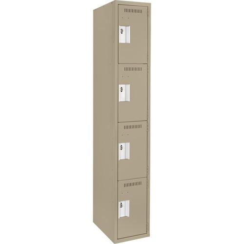 Clean Line™ Lockers - 4, 1, 2, 3, 4, 12", 12", 72", 15-1/2", 10", Beige, Steel, Basic, Rivet (Assembled), Non-Perforated, 24-gauge, 20-gauge, 16-gauge, 12"W X 12"D X 72"H