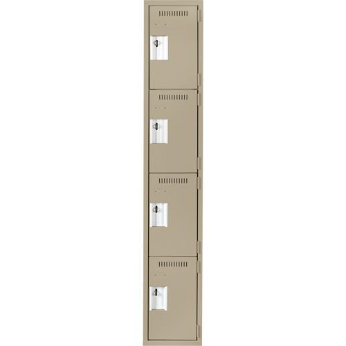 Clean Line™ Lockers - 4, 1, 2, 3, 4, 12", 12", 72", 15-1/2", 10", Beige, Steel, Basic, Rivet (Assembled), Non-Perforated, 24-gauge, 20-gauge, 16-gauge, 12"W X 12"D X 72"H - Image 2
