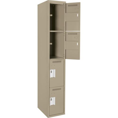 Clean Line™ Lockers - 4, 1, 2, 3, 4, 12", 12", 72", 15-1/2", 10", Beige, Steel, Basic, Rivet (Assembled), Non-Perforated, 24-gauge, 20-gauge, 16-gauge, 12"W X 12"D X 72"H - Image 3