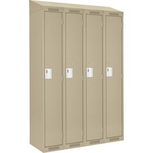 Clean Line™ Lockers - 1, 4, 60", 18", 78", 65-1/2", 13", Beige, Steel, Slope, Rivet (Assembled), Non-Perforated, 24-gauge, 20-gauge, 16-gauge, 24-gauge