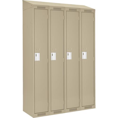 Clean Line™ Lockers - 1, 4, 60", 18", 78", 65-1/2", 13", Beige, Steel, Slope, Rivet (Assembled), Non-Perforated, 24-gauge, 20-gauge, 16-gauge, 24-gauge