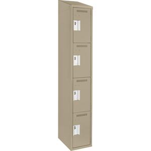 Clean Line™ Lockers - 4, 1, 2, 3, 4, 12", 18", 78", 15-1/2", 10", Beige, Steel, Slope, Rivet (Assembled), Non-Perforated, 24 gauge, 18", 20 gauge, 16 gauge