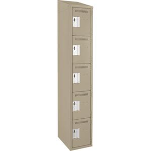 Assembled Clean Line™ Personal Effects Lockers - 5, 1, 2, 3, 4, 12", 78", 12", Beige, Steel, Slope, Basic, Rivet (Assembled), 24, 20, 16