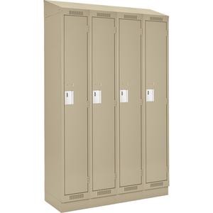 Clean Line™ Lockers - 1, 4, 60", 18", 82", 65-1/2", 13", Beige, Steel, Slope, Recessed, Rivet (Assembled), Non-Perforated, 24-gauge, 20-gauge, 16-gauge, 24-gauge