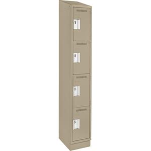 Clean Line™ Lockers - 4, 1, 2, 3, 4, 12", 18", 82", 15-1/2", 10", Beige, Steel, Slope, Recessed, Rivet (Assembled), Non-Perforated, 24 gauge, 18", 20 gauge, 16 gauge