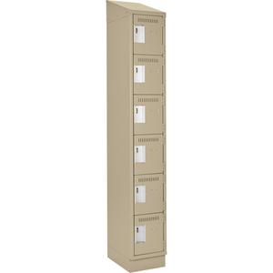 Clean-Line Lockerette - 6, 1, 2, 3, 4, 12", 72", 12", Beige, Steel, Slope, Recessed, Rivet (Assembled)/Welded (Assembled)